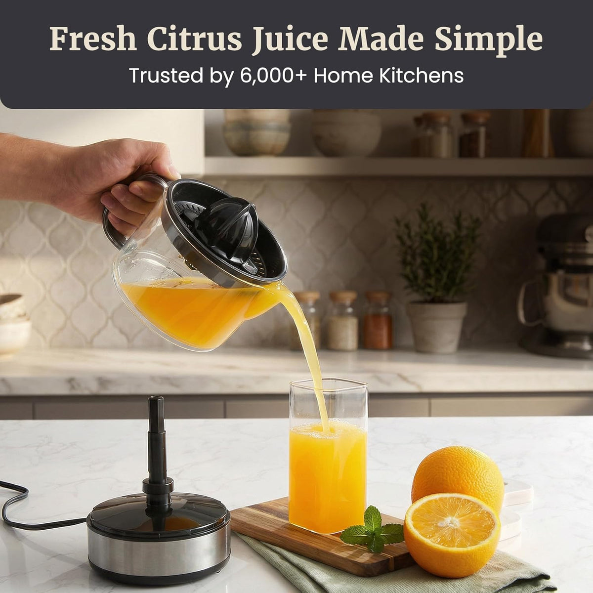 ETS623 Electric Citrus Juicer, 24 oz, Black/Stainless Steel