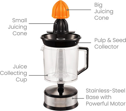 ETS623 Electric Citrus Juicer, 24 oz, Black/Stainless Steel