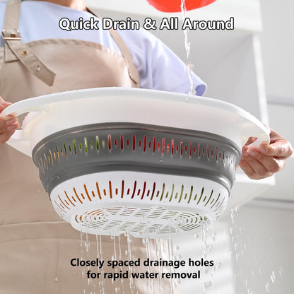 Collapsible Colander and Strainer,Silicone Strainer Colanders & Food Strainers,for Vegetable and Fruit, Kitchen Essentials (3, Green, 1.3L+2.1L+2.5L)