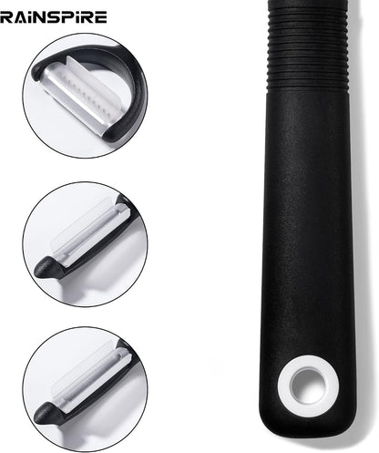 3-Piece Peeler Set, Premium Swivel Vegetable Peeler, Kitchen Gadgets Apple Peeler Potato Peeler Veggie Peeler Fruit Peeler, Dishwasher Safe Kitchen Accessories, Black