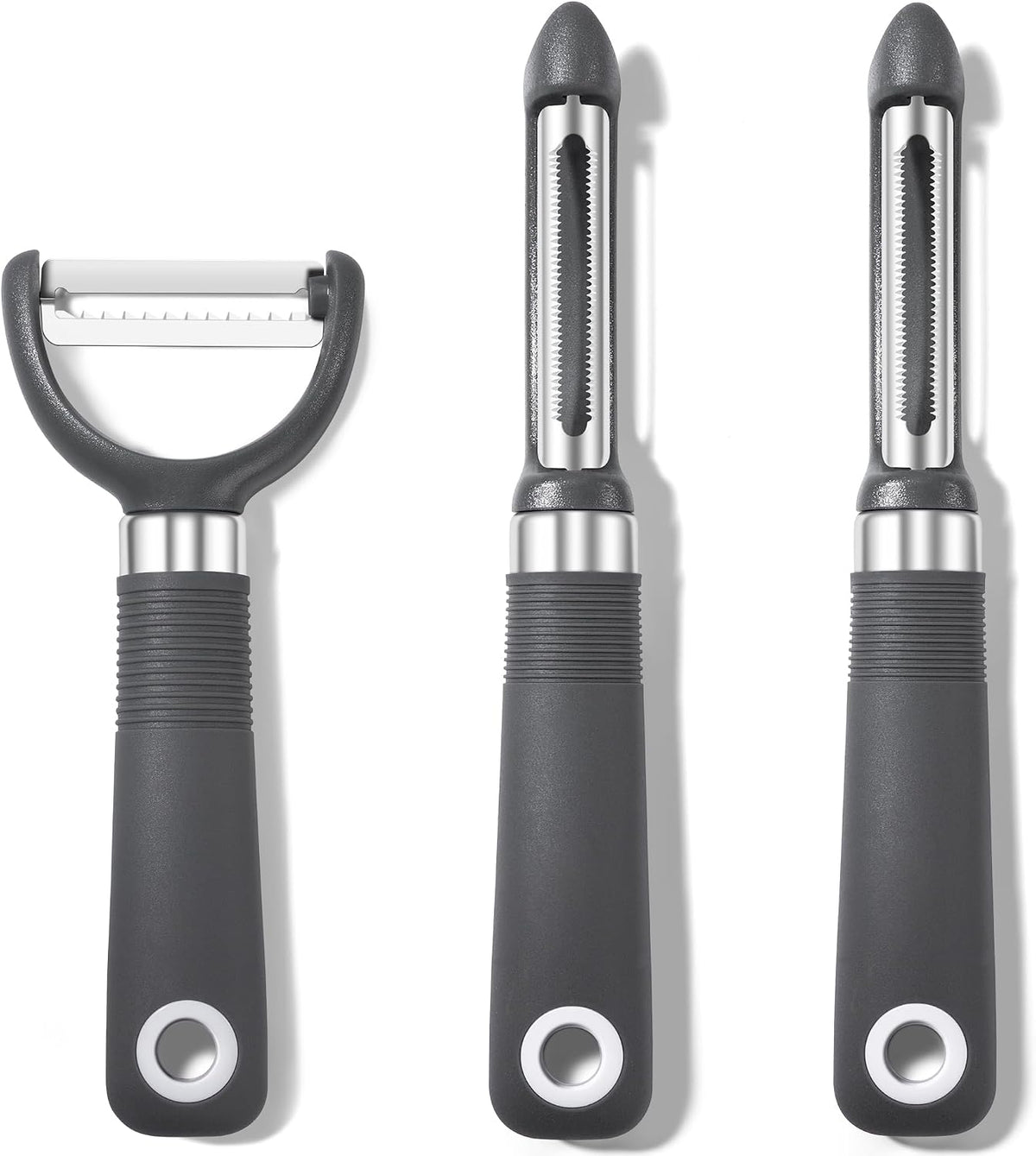 3-Piece Peeler Set, Premium Swivel Vegetable Peeler, Kitchen Gadgets Apple Peeler Potato Peeler Veggie Peeler Fruit Peeler, Dishwasher Safe Kitchen Accessories, Black