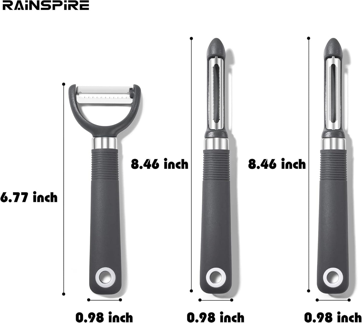 3-Piece Peeler Set, Premium Swivel Vegetable Peeler, Kitchen Gadgets Apple Peeler Potato Peeler Veggie Peeler Fruit Peeler, Dishwasher Safe Kitchen Accessories, Black