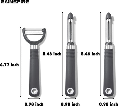 3-Piece Peeler Set, Premium Swivel Vegetable Peeler, Kitchen Gadgets Apple Peeler Potato Peeler Veggie Peeler Fruit Peeler, Dishwasher Safe Kitchen Accessories, Black