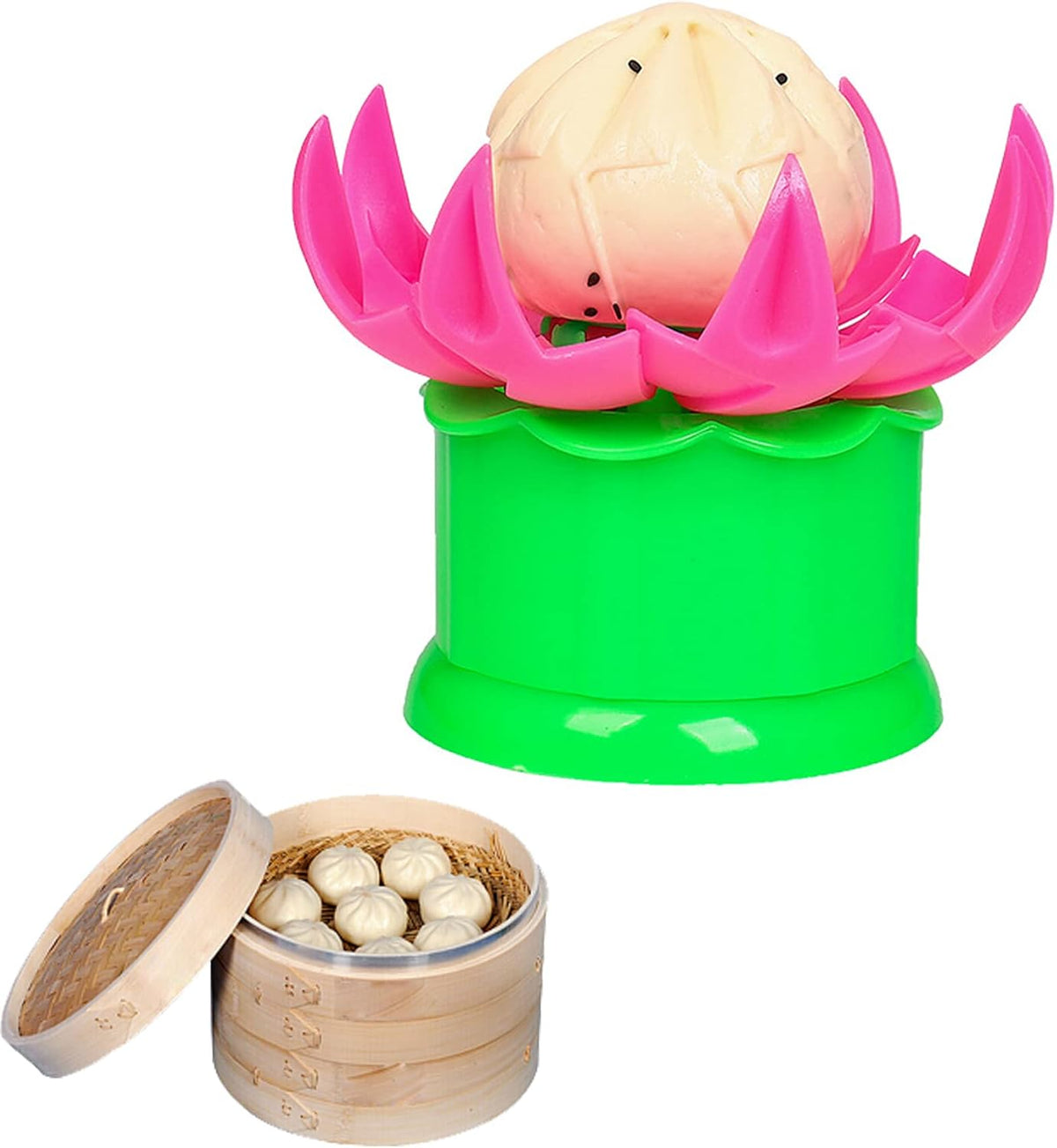 Large 2.36" Baozi Maker, Plastic Baozi Dumpling Molds, Bun Making Mould DIY Pastry Pie Steamed Stuffed Bun Tool, Bao Bun Moulds, Meat Bun Press Making -for Chinese Baozi, Steamed Bun - Pink