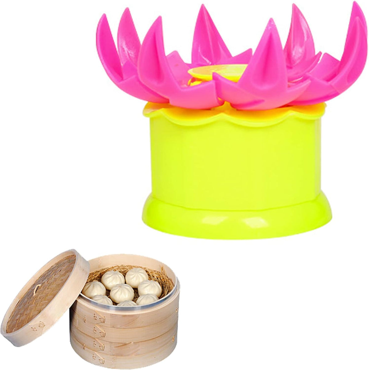Large 2.36" Baozi Maker, Plastic Baozi Dumpling Molds, Bun Making Mould DIY Pastry Pie Steamed Stuffed Bun Tool, Bao Bun Moulds, Meat Bun Press Making -for Chinese Baozi, Steamed Bun - Pink