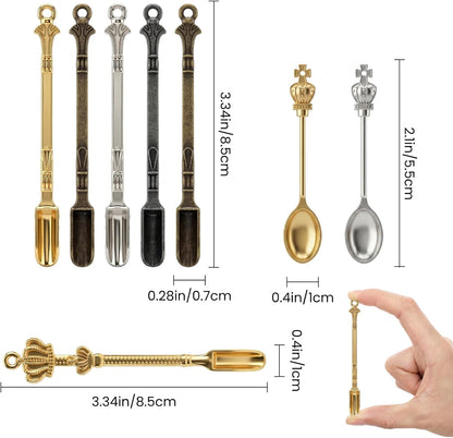 8 Pcs Mini Spoons & Tiny Metal Shovels for Home Kitchen, Small Scoops for Spices, Powders & Coffee, Mini Shovel Charms for DIY Crafts & Keychain Accessories