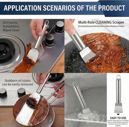 2PCS Stainless Steel Scrapers, Multi-Purpose Cleaning Tool for Home