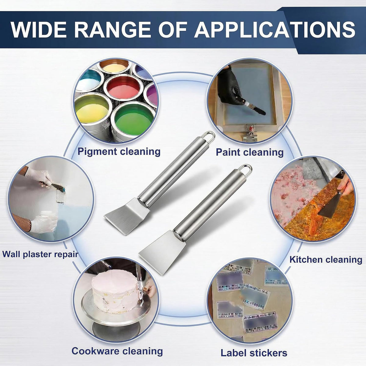 2PCS Stainless Steel Scrapers, Multi-Purpose Cleaning Tool for Home