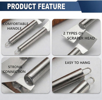 2PCS Stainless Steel Scrapers, Multi-Purpose Cleaning Tool for Home