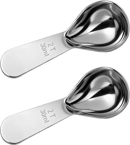 2 Pieces Coffee Scoop 2 Tablespoon Stainless Steel Measuring Spoons 30ml Metal Measuring Scooper Heavy Duty Short Handle Scooper for Canisters Coffee Beans Tea Sugar Flavourings