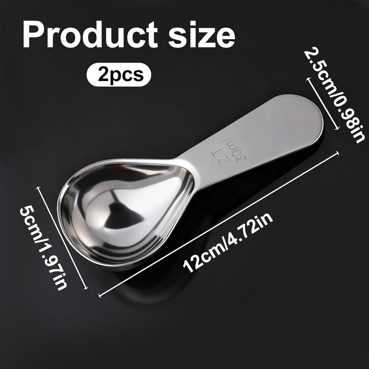 2 Pieces Coffee Scoop 2 Tablespoon Stainless Steel Measuring Spoons 30ml Metal Measuring Scooper Heavy Duty Short Handle Scooper for Canisters Coffee Beans Tea Sugar Flavourings