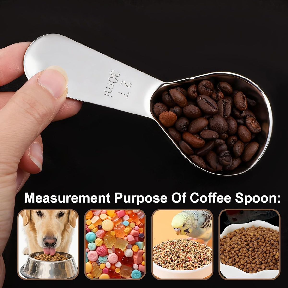 2 Pieces Coffee Scoop 2 Tablespoon Stainless Steel Measuring Spoons 30ml Metal Measuring Scooper Heavy Duty Short Handle Scooper for Canisters Coffee Beans Tea Sugar Flavourings