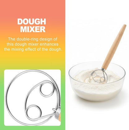 Danish Dough Whisk for Sourdough Bread - Premium Stainless Steel Hand Mixer Tool for Baking, Pizza, Pastry - Easy to Clean Dutch Style Dough Hook