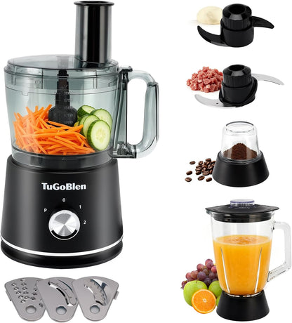 10 Cup Food Processor, Glass Blender and Grinder,5 Food Blades