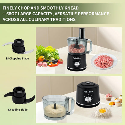 10 Cup Food Processor, Glass Blender and Grinder,5 Food Blades