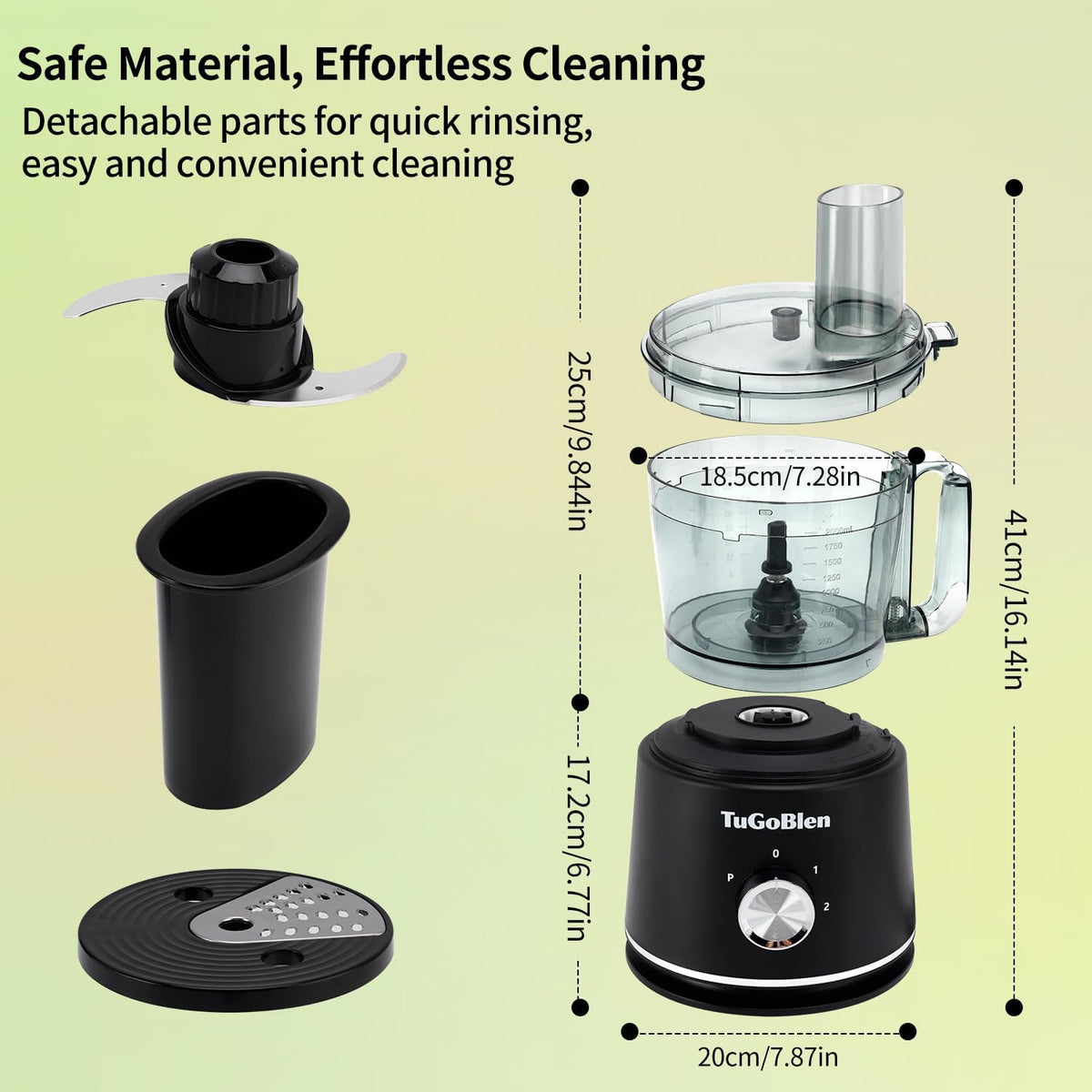 10 Cup Food Processor, Glass Blender and Grinder,5 Food Blades