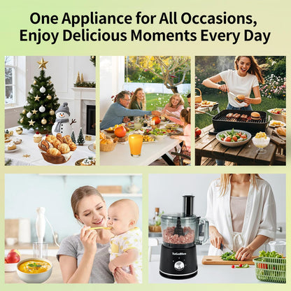 10 Cup Food Processor, Glass Blender and Grinder,5 Food Blades
