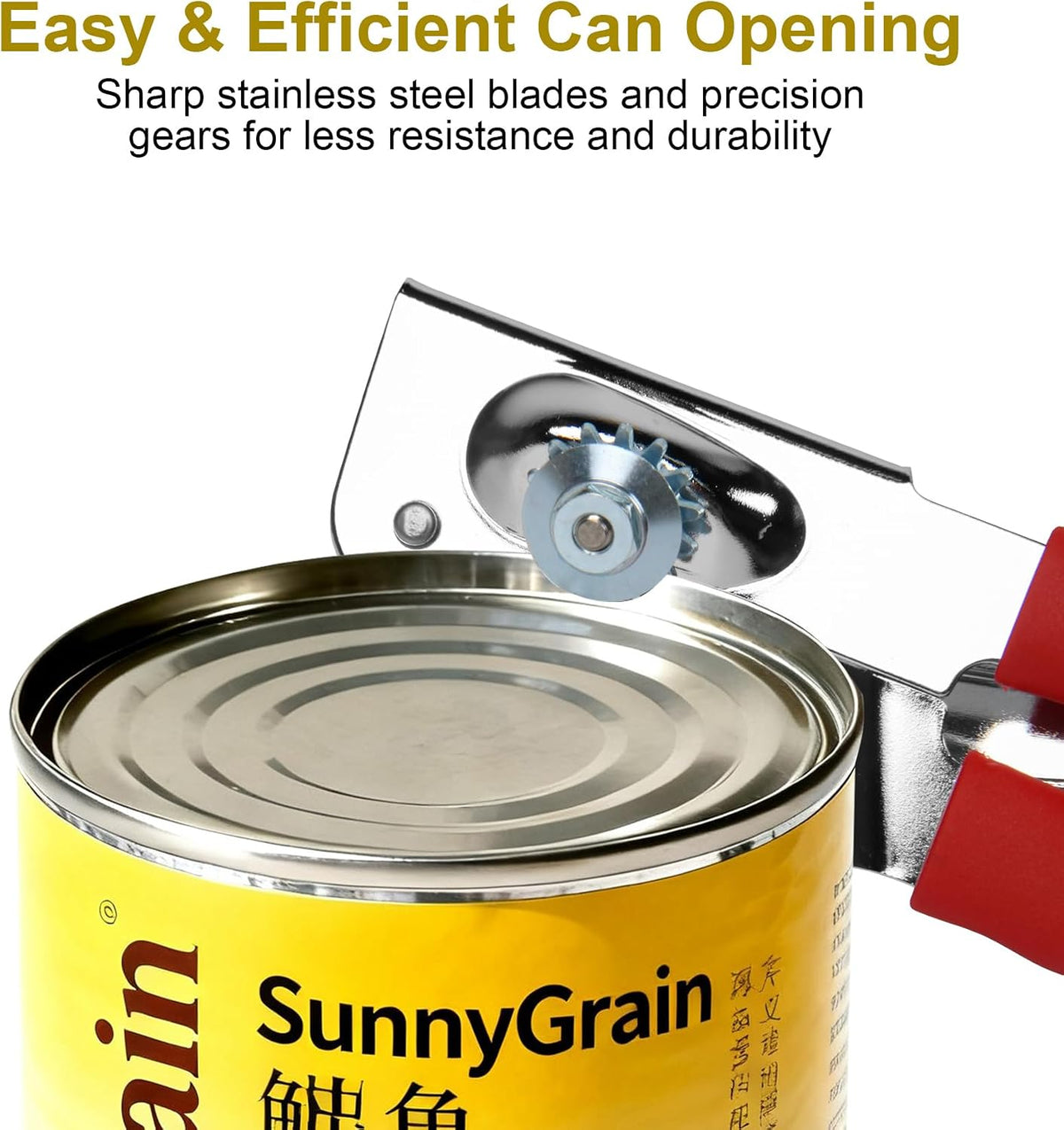 Commercial Can Opener with Magnet, Manual Heavy Duty Folding Hand Crank Can Opener Smooth Edge with Comfortable Long Handles, Fit All Size Cans, Large Cans
