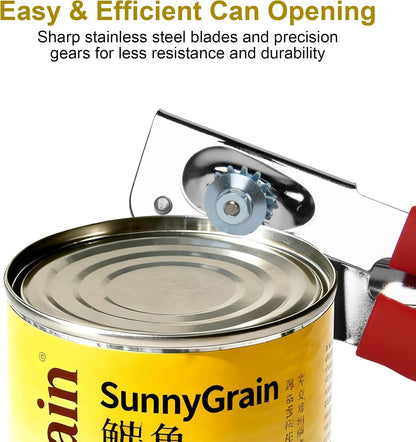 Commercial Can Opener with Magnet, Manual Heavy Duty Folding Hand Crank Can Opener Smooth Edge with Comfortable Long Handles, Fit All Size Cans, Large Cans