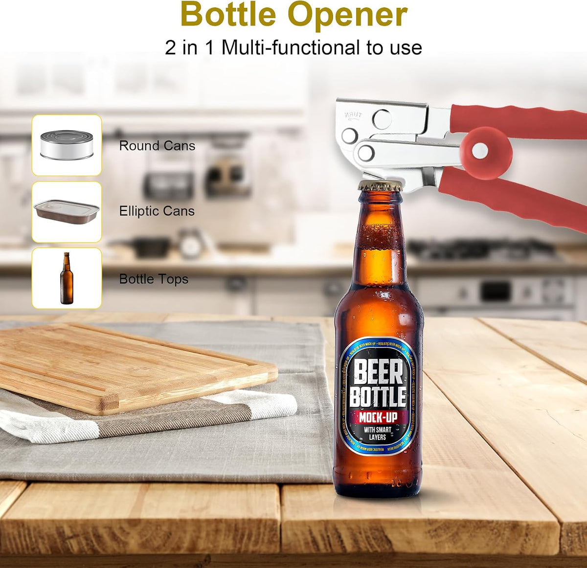 Commercial Can Opener with Magnet, Manual Heavy Duty Folding Hand Crank Can Opener Smooth Edge with Comfortable Long Handles, Fit All Size Cans, Large Cans