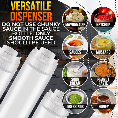 6 Pcs Condiment Squeeze Bottles for Sauces, 16 Oz, Self-Closing