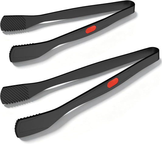 Silicone Kitchen Tongs for Cooking, 9" & 12", Heat Resistant, Black | BPA-Free Silicone Tip, Non-Stick Safe, Stainless Steel Core, Food Tongs for Cooking, Serving and Grilling, Dishwasher Safe