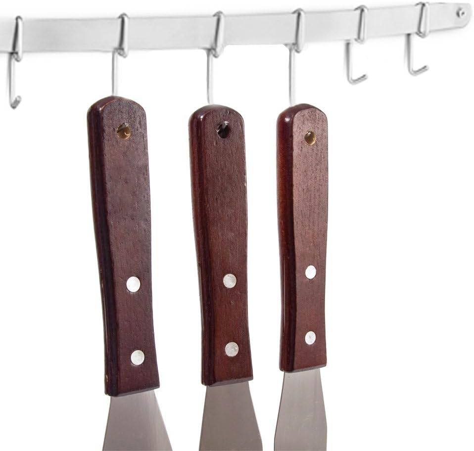 Offset Cake Icing Spatula Set of 3 Professional Stainless Steel Decorating Frosting Spatulas (4"-6"-8" Flexible Resistant Blade) Angled with Wooden Handle