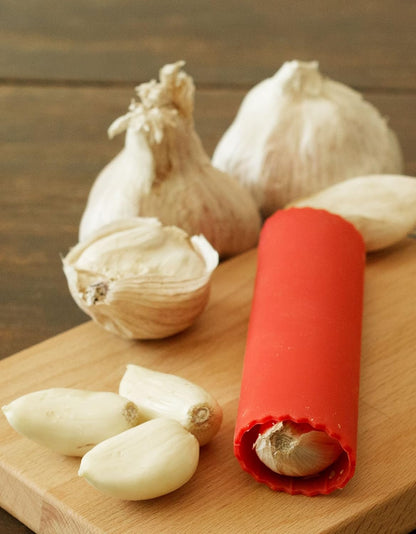 Silicone Garlic Peeler Roller Tube – Effortless Garlic Skin Remover | BPA-Free, Odor-Resistant, Dishwasher Safe Fast, Mess-Free Prep Kitchen Tool – Red, for Home Cooks and Chefs