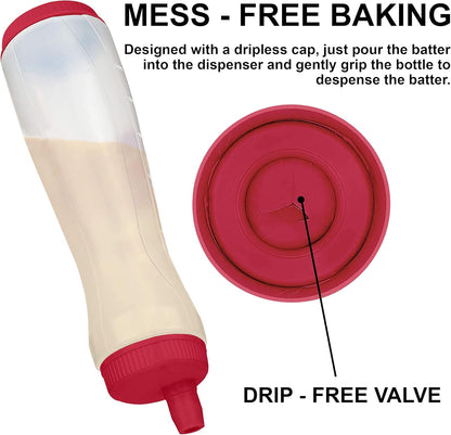 Pancake Pen - Easy-Squeeze Batter Dispenser with Drip-Free Silicone Nozzle
