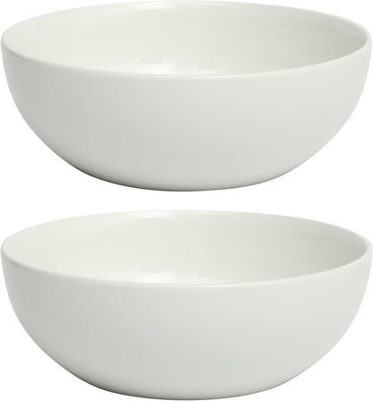 Gibson Home Extra Large Serving Bowls Set of 2-100 oz 10-Inch White Porcelain Salad Bowl Set, Stackable Ceramic Kitchen Bowls, Dishwasher & Microwave Safe