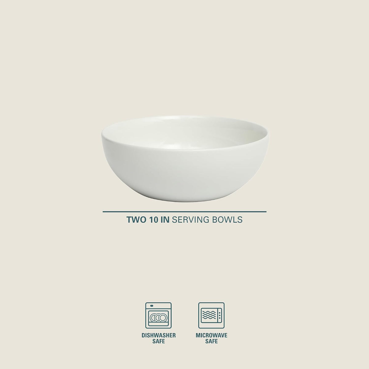 Gibson Home Extra Large Serving Bowls Set of 2-100 oz 10-Inch White Porcelain Salad Bowl Set, Stackable Ceramic Kitchen Bowls, Dishwasher & Microwave Safe