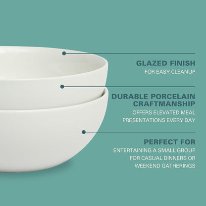 Gibson Home Extra Large Serving Bowls Set of 2-100 oz 10-Inch White Porcelain Salad Bowl Set, Stackable Ceramic Kitchen Bowls, Dishwasher & Microwave Safe