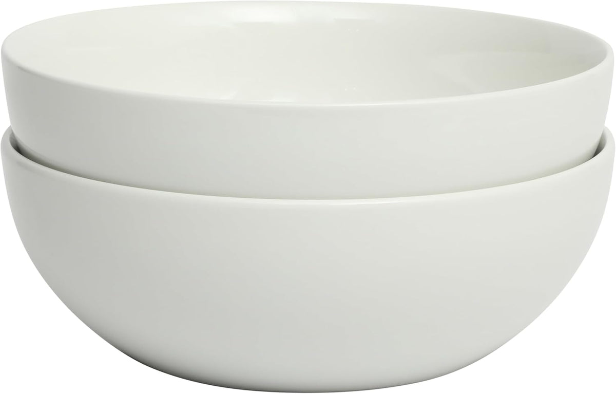 Gibson Home Extra Large Serving Bowls Set of 2-100 oz 10-Inch White Porcelain Salad Bowl Set, Stackable Ceramic Kitchen Bowls, Dishwasher & Microwave Safe
