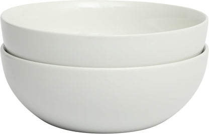 Gibson Home Extra Large Serving Bowls Set of 2-100 oz 10-Inch White Porcelain Salad Bowl Set, Stackable Ceramic Kitchen Bowls, Dishwasher & Microwave Safe