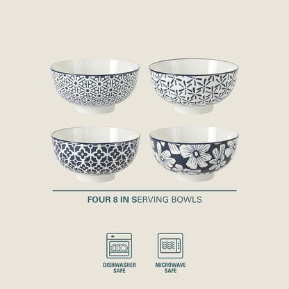 Gibson Home Extra Large Serving Bowls Set of 2-100 oz 10-Inch White Porcelain Salad Bowl Set, Stackable Ceramic Kitchen Bowls, Dishwasher & Microwave Safe