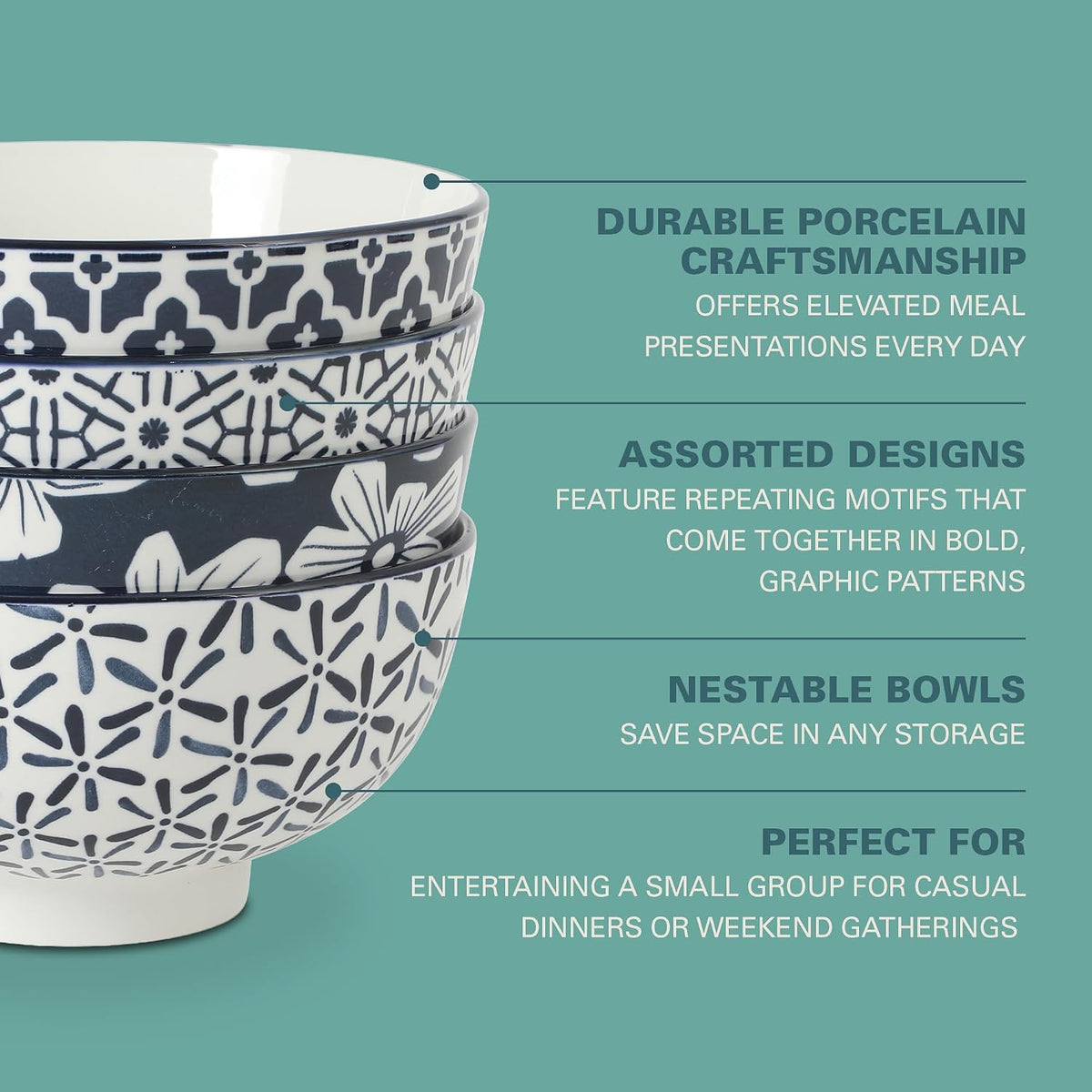 Gibson Home Extra Large Serving Bowls Set of 2-100 oz 10-Inch White Porcelain Salad Bowl Set, Stackable Ceramic Kitchen Bowls, Dishwasher & Microwave Safe