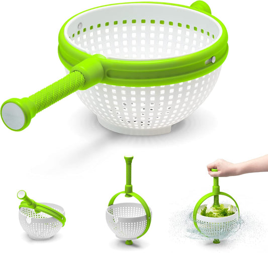 Spina 2-in-1 Collapsible Salad Spinner & Colander | Compact storage, in-sink salad washer and strainer, 12 cup capacity, cleans fruit, vegetables and berries, drains pasta