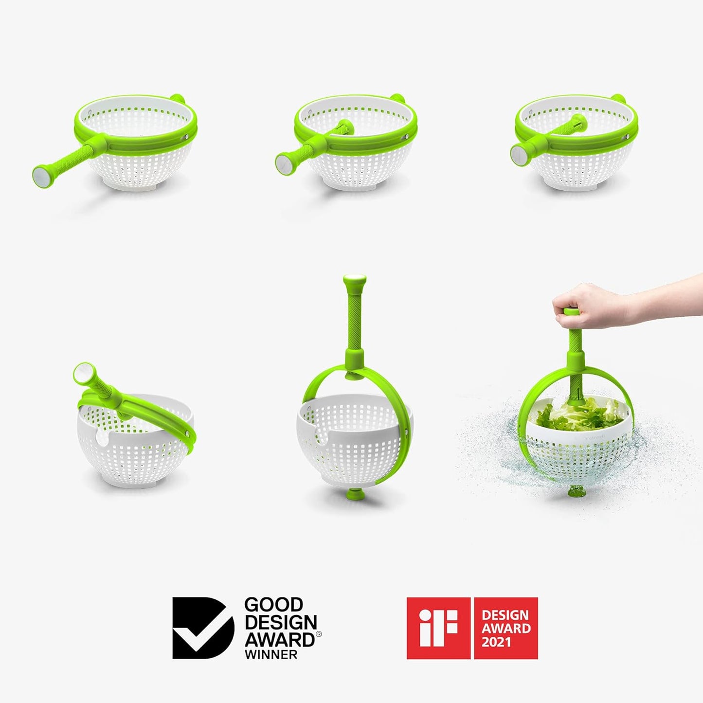 Spina 2-in-1 Collapsible Salad Spinner & Colander | Compact storage, in-sink salad washer and strainer, 12 cup capacity, cleans fruit, vegetables and berries, drains pasta