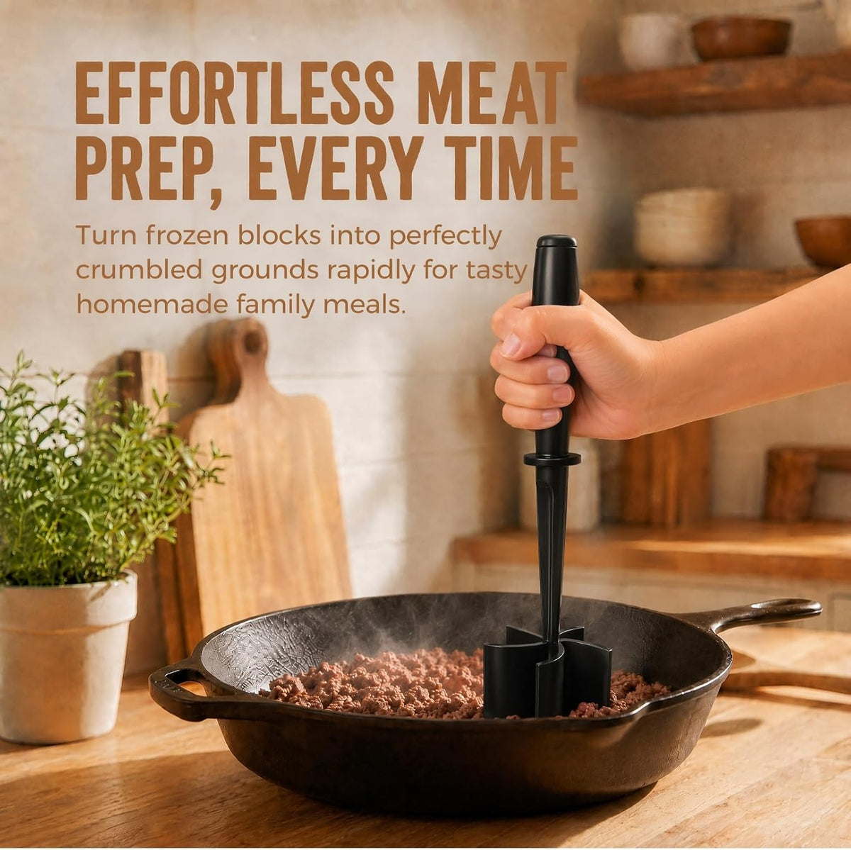 Meat Chopper, 5 Blades Heat Resistant Meat Masher for Ground Beef