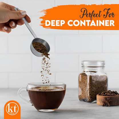 Coffee Scoop Set - 1 & 2 Tablespoon Coffee Scoop for Ground Coffee Stainless Steel 1 tbsp (15ml) & 2 tbsp (30ml) Scooper Long Handle Coffee Measuring Spoon Scoops