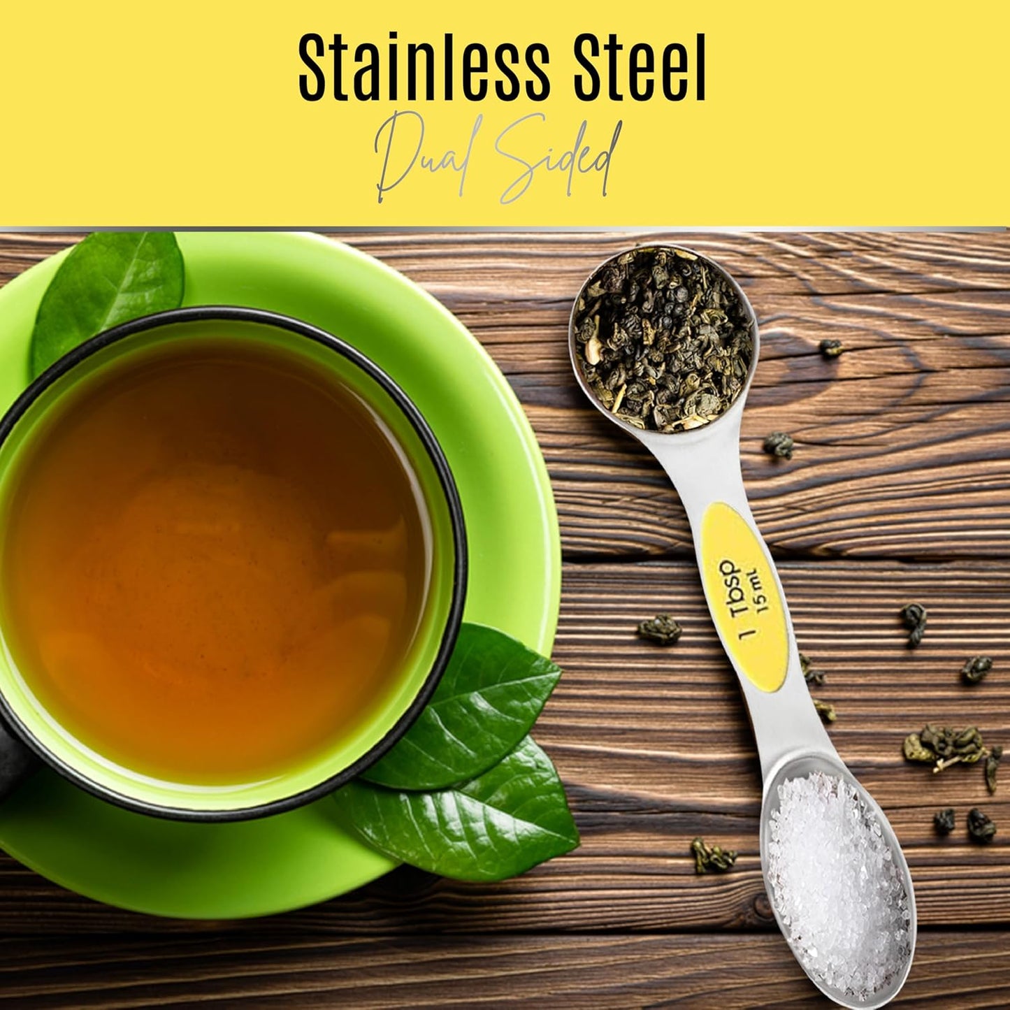 Stainless Steel Magnetic Measuring Spoons Set – 9 Pieces Dual-Sided Stackable Magnetic Teaspoons and Tablespoons for Dry & Liquid Ingredients – Kitchen Gadgets for Baking & Cooking – Black
