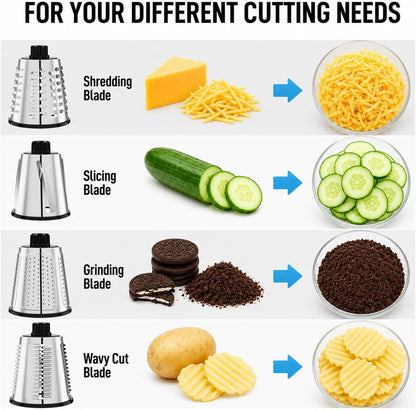 Rotary Cheese Grater Hand Crank Large Cheese Shredder(White Grey)