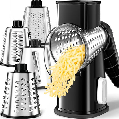 Rotary Cheese Grater Hand Crank Large Cheese Shredder(White Grey)