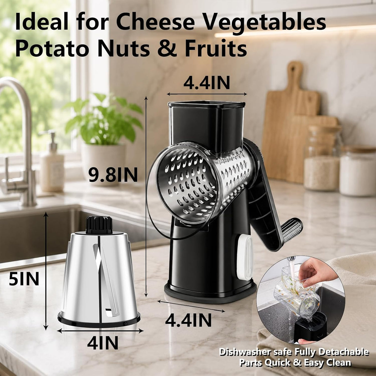 Rotary Cheese Grater Hand Crank Large Cheese Shredder(White Grey)