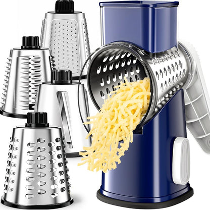 Rotary Cheese Grater Hand Crank Large Cheese Shredder(White Grey)