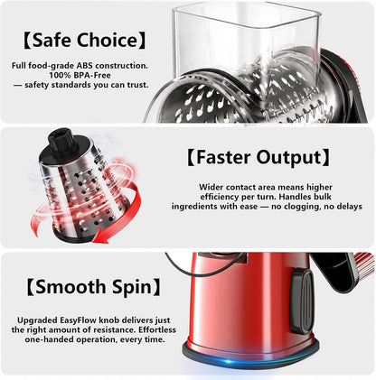 Rotary Cheese Grater Hand Crank Large Cheese Shredder(White Grey)