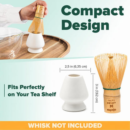 Matcha Whisk Holder Set, Bamboo Chasen with Glass Stand and Scoop, 100 Prong Tea Whisk for Japanese Green Tea Powder