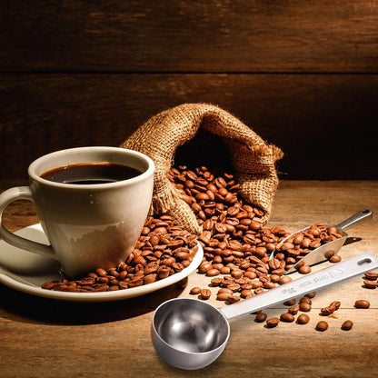 4 Pcs 2 Tablespoon Scoops with Long Handle, 30 ml Stainless Steel Measuring Spoon for Coffee Milk Fruit Powder, Loose Tea Dry, Spice Jar, Cooking Baking, and Other Dry Goods