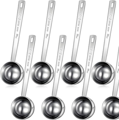 4 Pcs 2 Tablespoon Scoops with Long Handle, 30 ml Stainless Steel Measuring Spoon for Coffee Milk Fruit Powder, Loose Tea Dry, Spice Jar, Cooking Baking, and Other Dry Goods