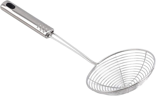 Strainer Skimmer Ladle Stainless Steel Wire Skimmer Spoon Ergonomic Handle and Spider Mesh Filter with Handle for Kitchen Frying Food, Pasta, Spaghetti, Noodle Professional Design